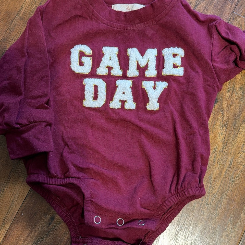 Burgundy 'Game Day' Baby Onesie